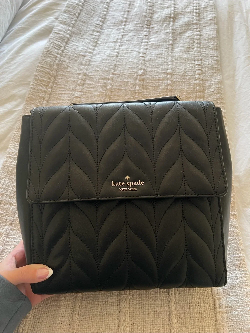 kate spade Black Quilted Leather Crossbody Backpack